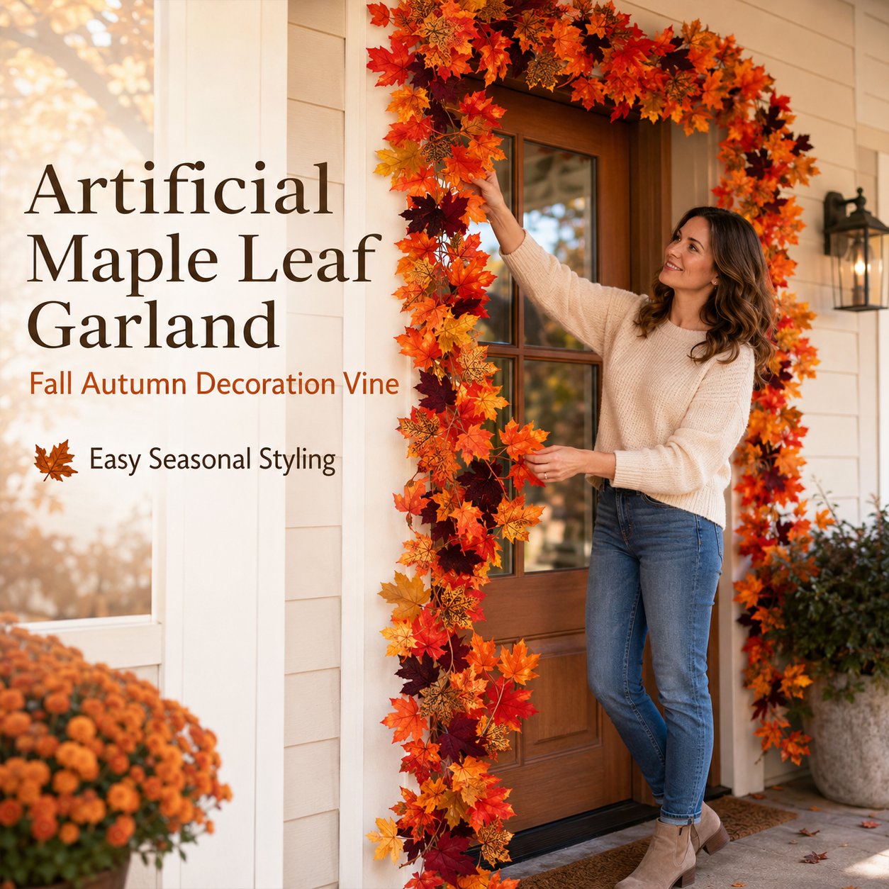 🔥Hot Selling Artificial Maple Leaf Garland 🍁 Realistic Fall Vine Decor