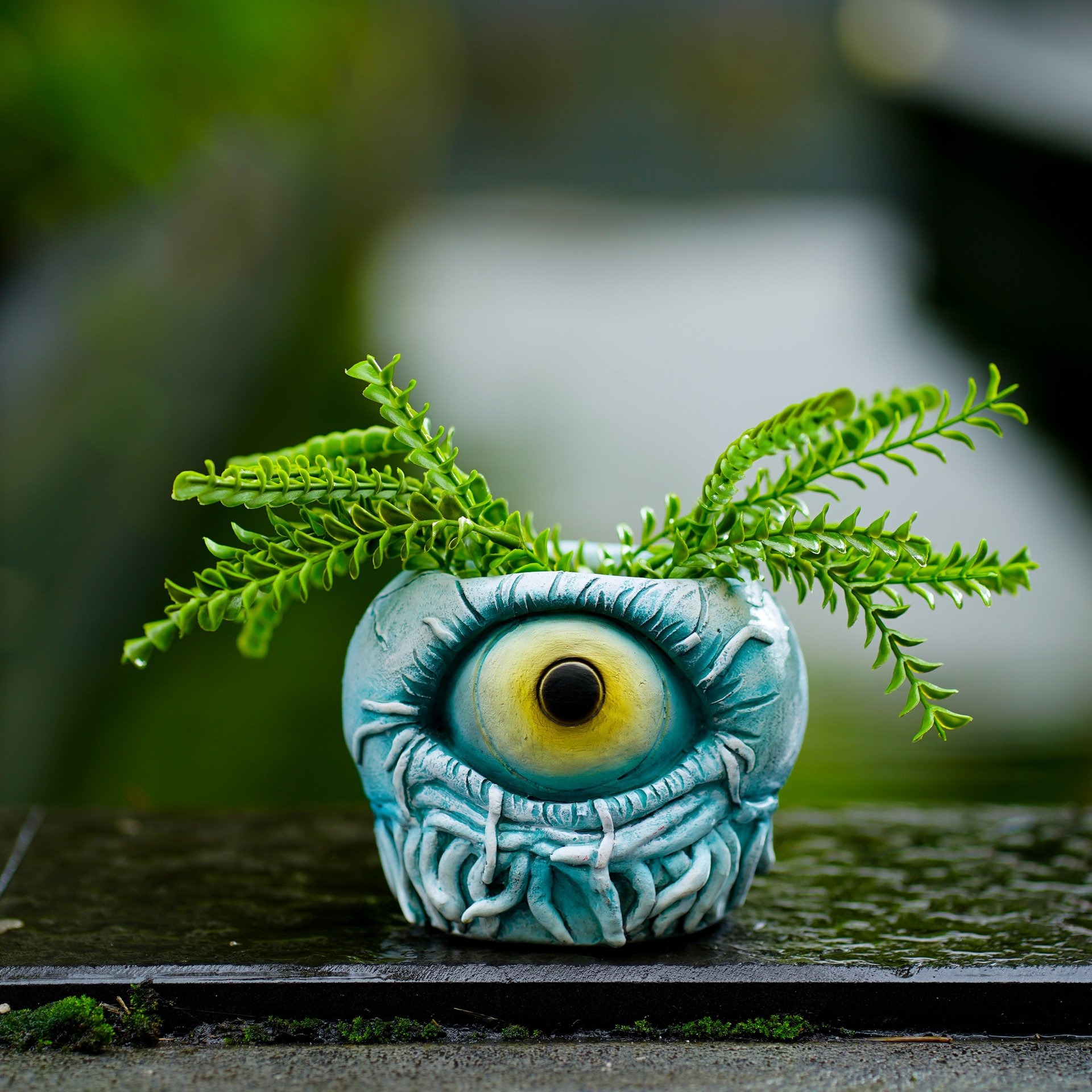 👁️ Handmade Devil's Eye Resin Planter Gothic Spooky Home Decor Pot