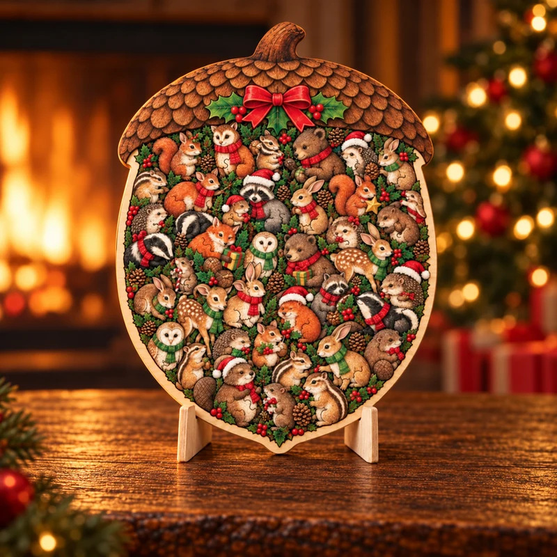 🎄 Wooden Christmas Jigsaw Puzzle Décor — 9 Design Collection