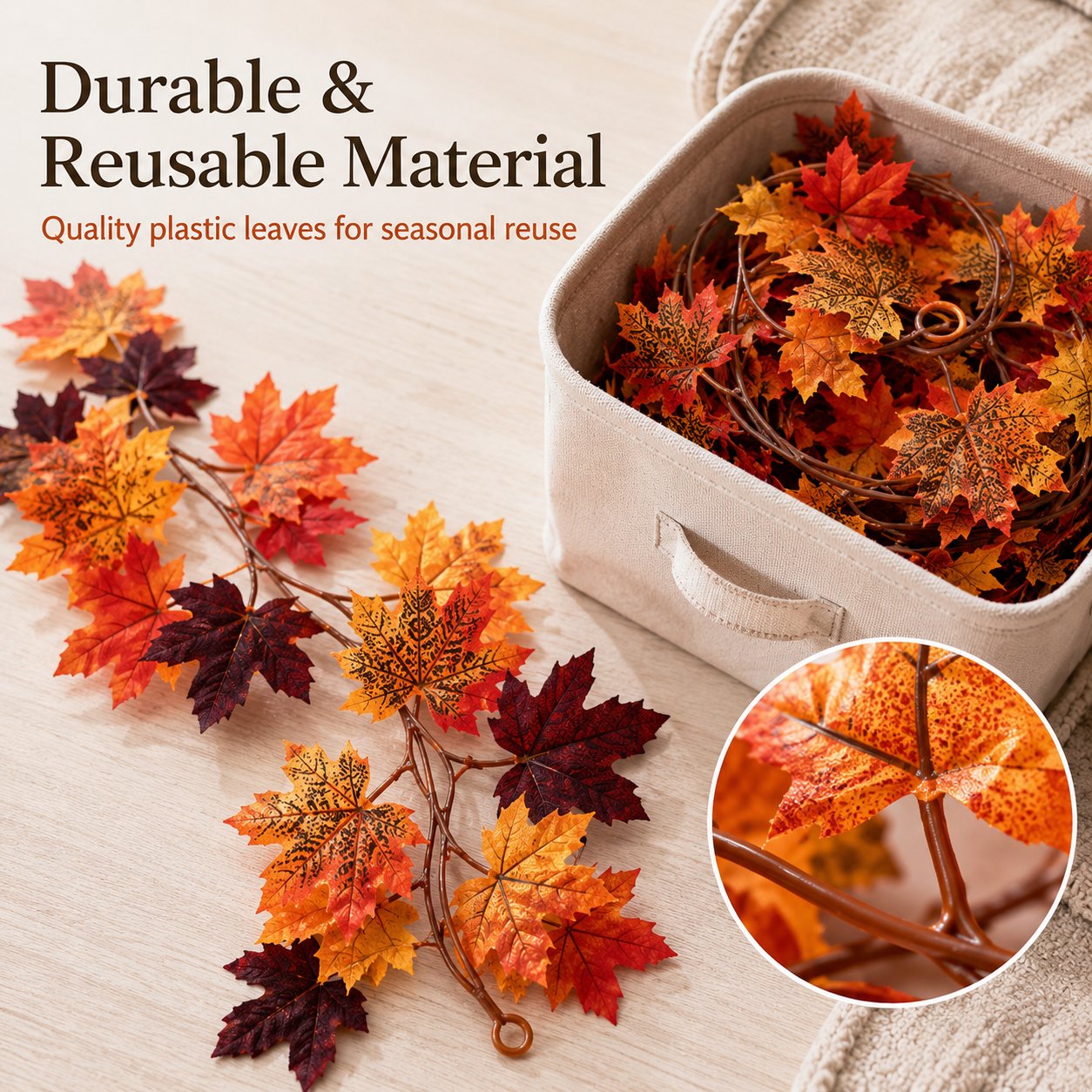 🔥Hot Selling Artificial Maple Leaf Garland 🍁 Realistic Fall Vine Decor