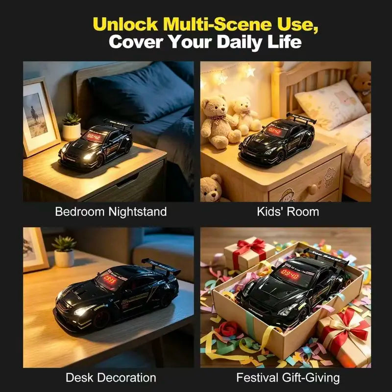 🔥LAST DAY 50% OFF -🚗 Hyper Car Alarm Clock with Realistic Engine Sound & LED Lights ✨