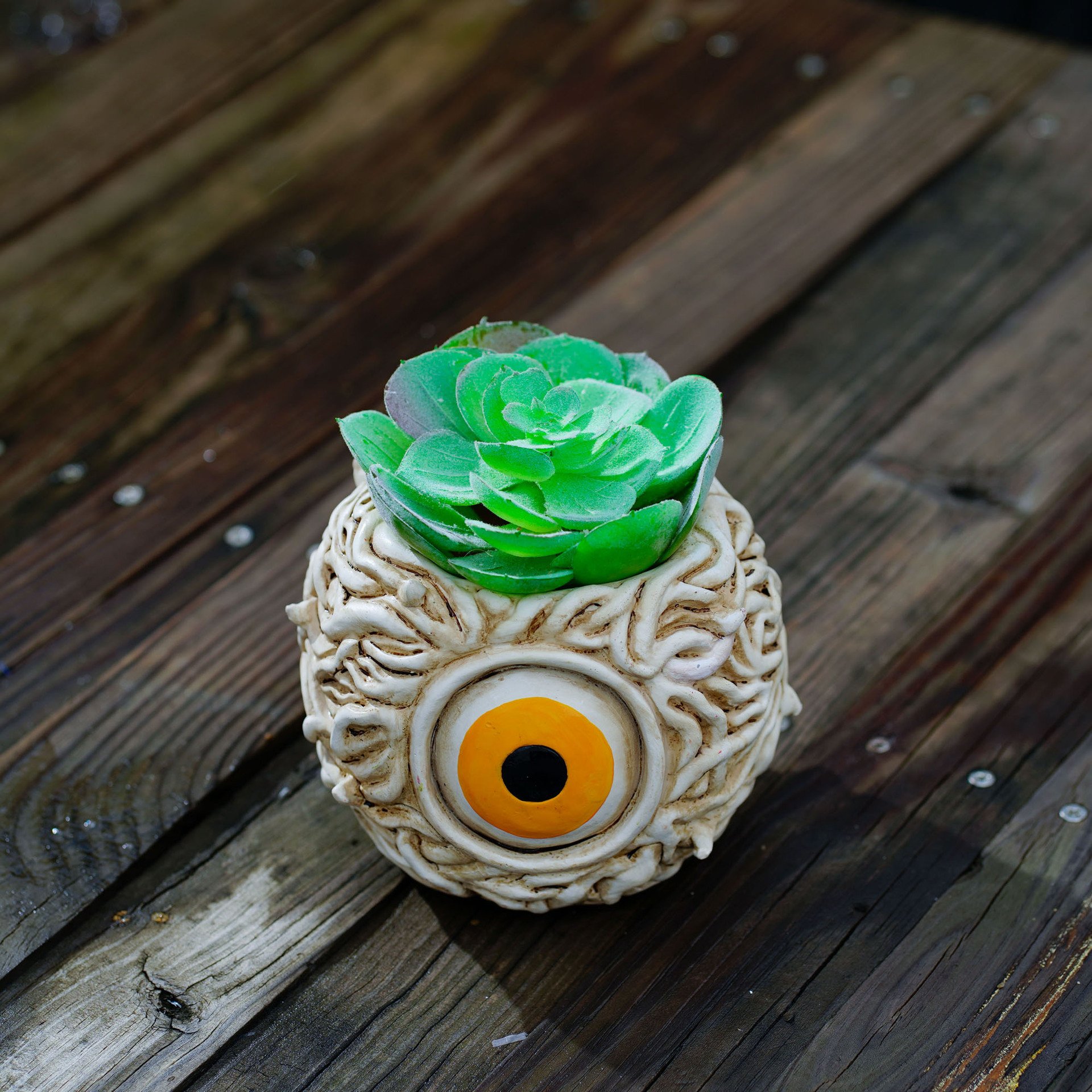 👁️ Handmade Devil's Eye Resin Planter Gothic Spooky Home Decor Pot