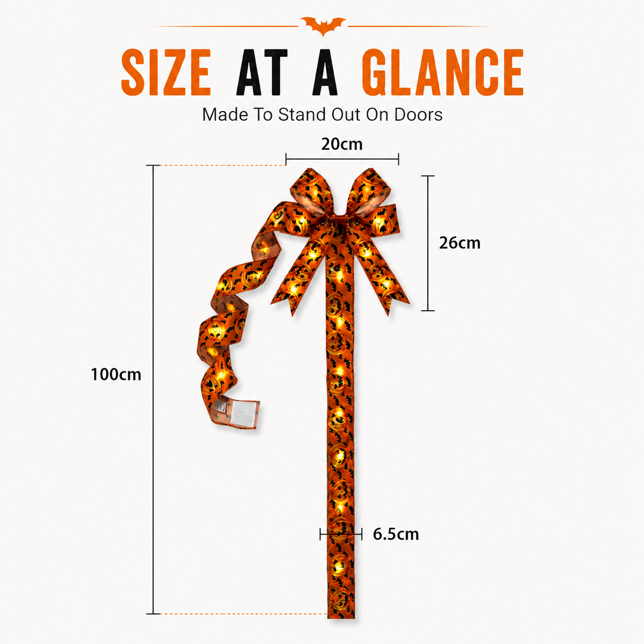 Light-up Halloween cabinet door ribbon bow decoration overview