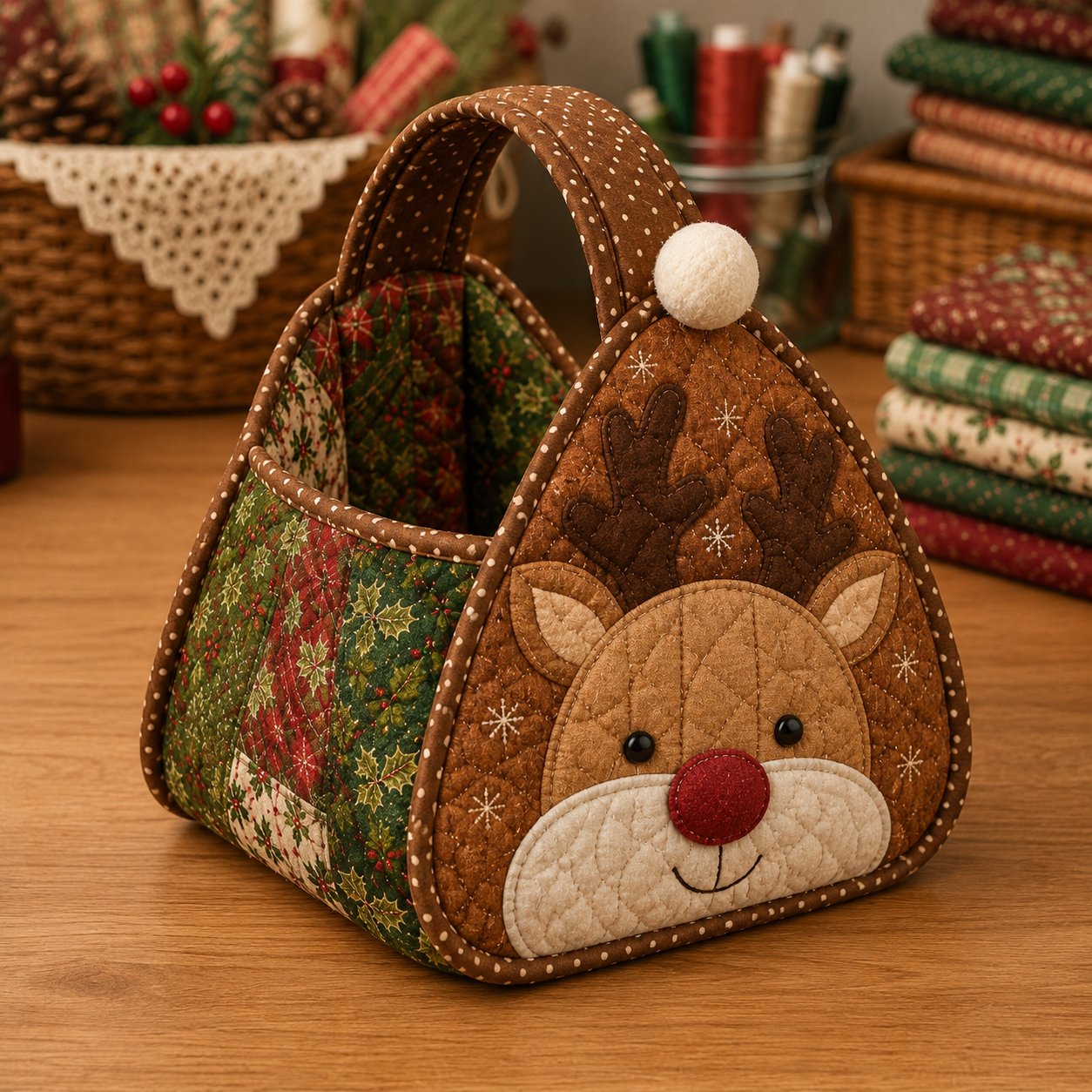 ⏳ Last Day 49% OFF – 🎄 Christmas Character Quilted Carry Basket 