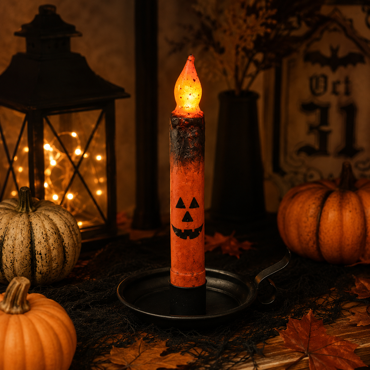 🎃💀Set de Velas Cónicas sin Llama con Control Remoto para Halloween👻🕯️