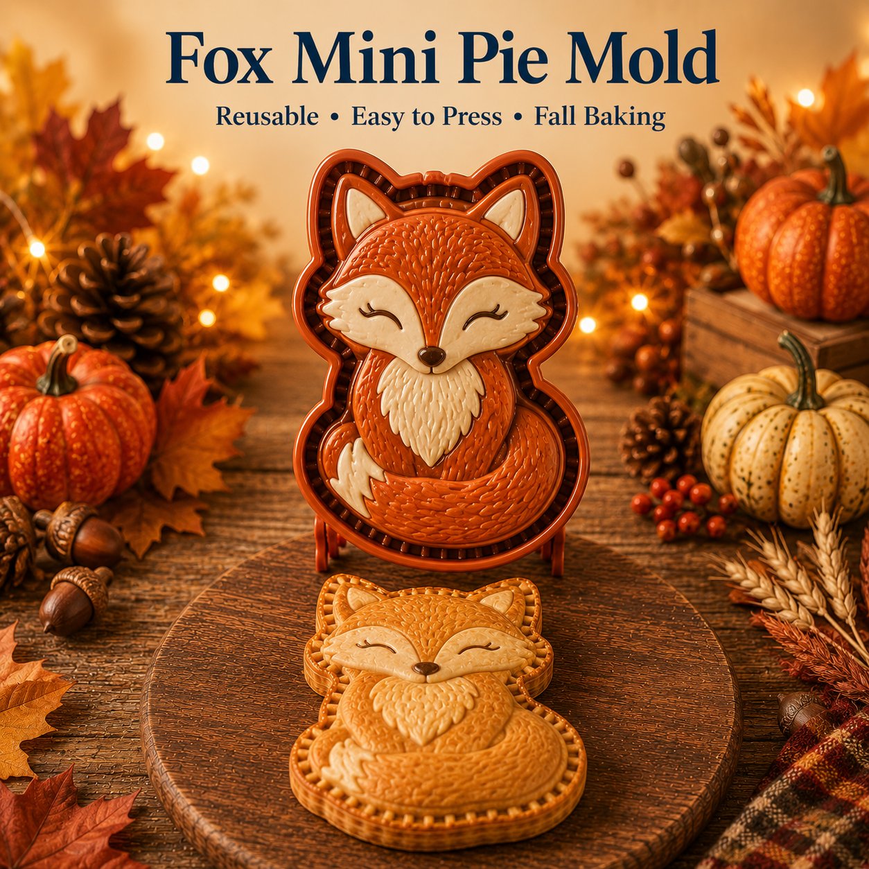 💥Buy 3 Get Free Shipping🔥 Reusable Fall Embossed Mini Pie Molds, 8 Cute Shapes Owl Fox Turkey Pumpkin🥧✨