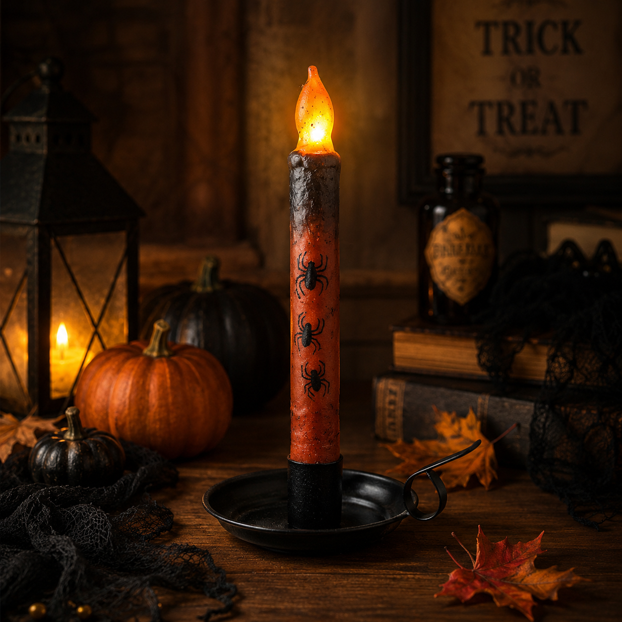 🎃💀Set de Velas Cónicas sin Llama con Control Remoto para Halloween👻🕯️