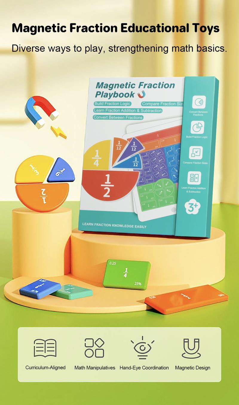 Magnetic Fraction Demonstration Book – Visual Math Manipulatives with Tiles & Circles, Educational Toy for Kids, Montessori Homeschool Supplies and Interactive Math Teaching Aid for Preschool Learning Magnetic Fraction Demonstration Book – Visual Math Manipulatives with Tiles & Circles, Educational Toy for Kids, Montessori Homeschool Supplies and Interactive Math Teaching Aid for Preschool Learning
