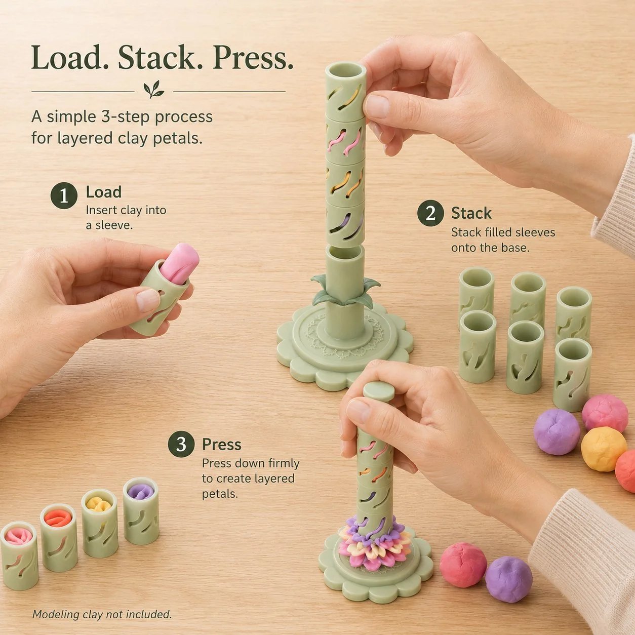 🔥 Last Day Only  49% OFF🎉-Modular Clay Bloom Maker with 9 Shaping Sleeves