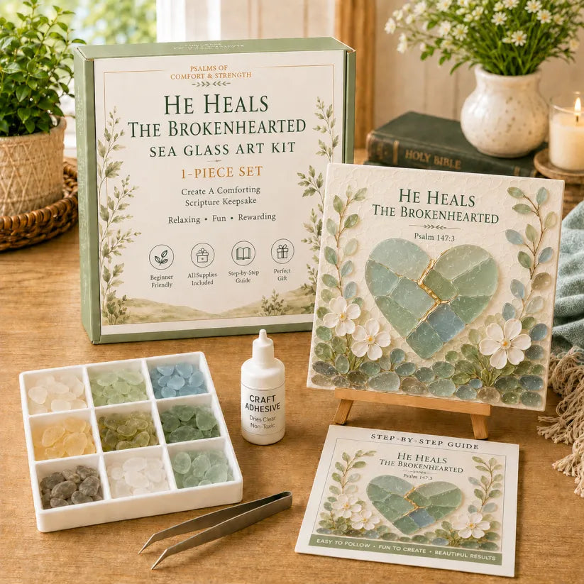 ⏳ Last Day 49% OFF –✝️ Psalms of Comfort & Strength Sea Glass Art Kit