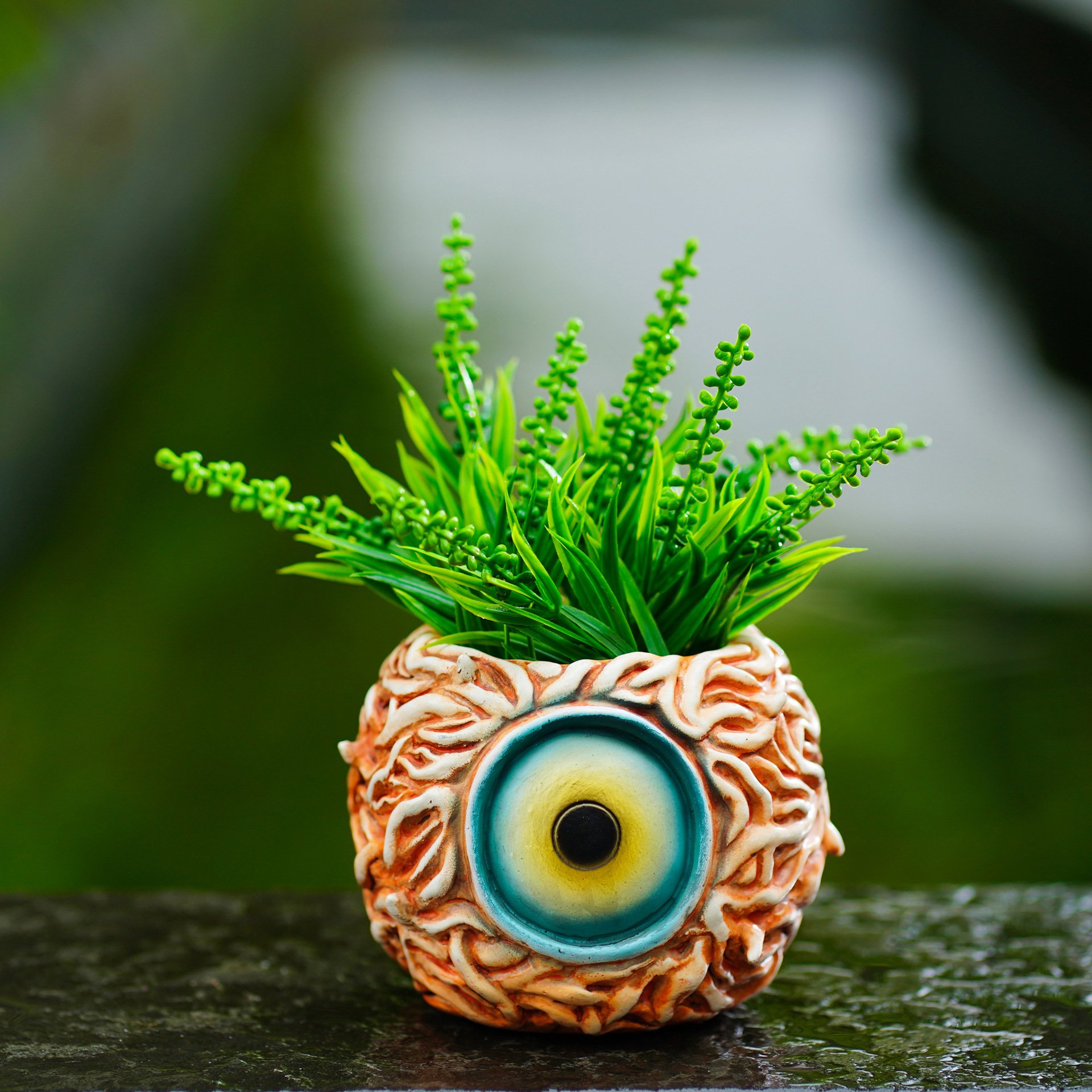 👁️ Handmade Devil's Eye Resin Planter Gothic Spooky Home Decor Pot