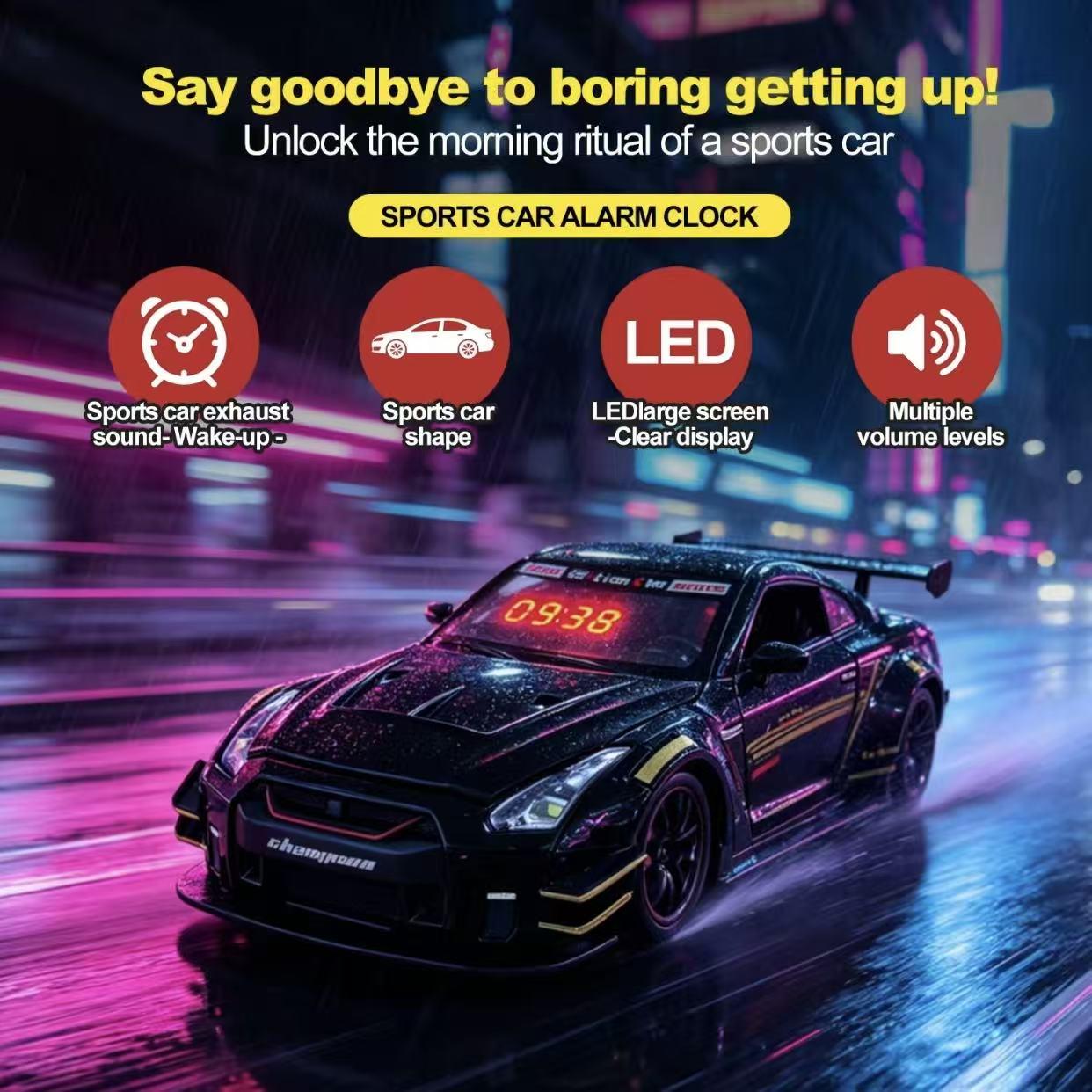 Sports Car Alarm Clock Hyper Car Alarm Clock,Spray Supercar with Engine Sound & Light EffectAlarm Clock, Sports Car Alarm Clock Ornament, Holiday Gift.