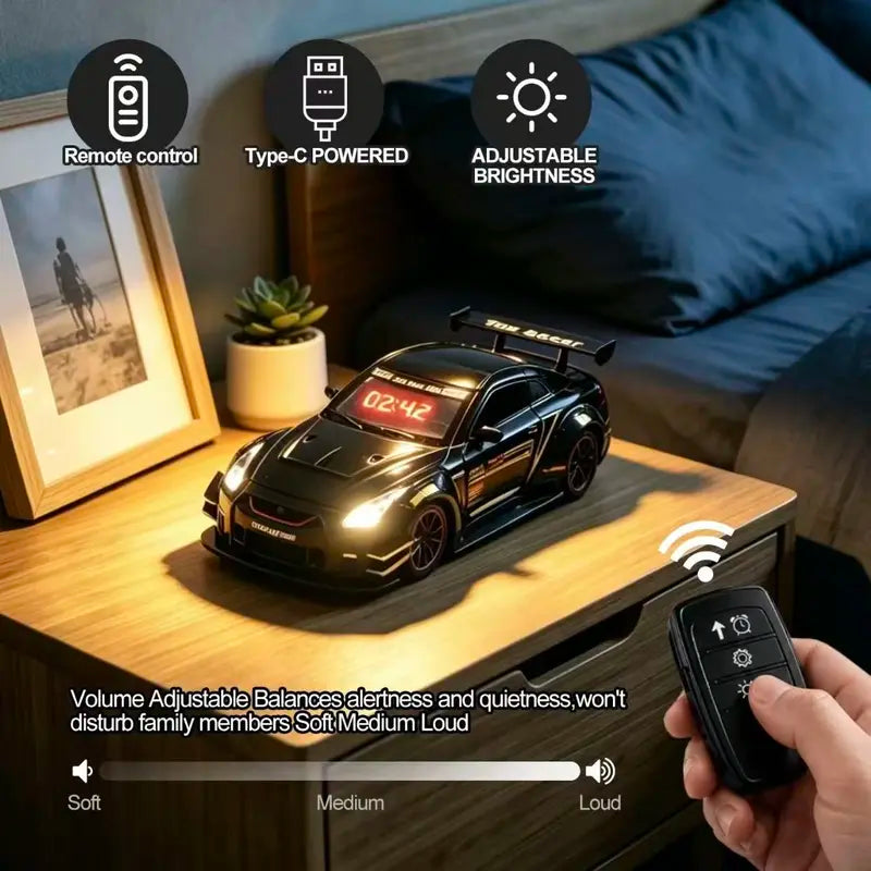🔥LAST DAY 50% OFF -🚗 Hyper Car Alarm Clock with Realistic Engine Sound & LED Lights ✨