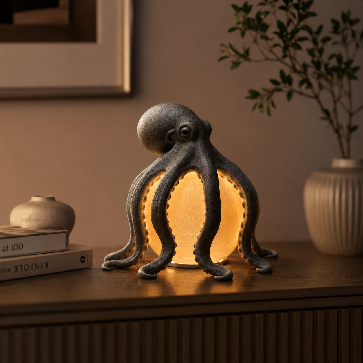 🌊 Limited Stock! Octopus Ocean Sculpture USB Table Lamp Coastal Home Decor Nightlight