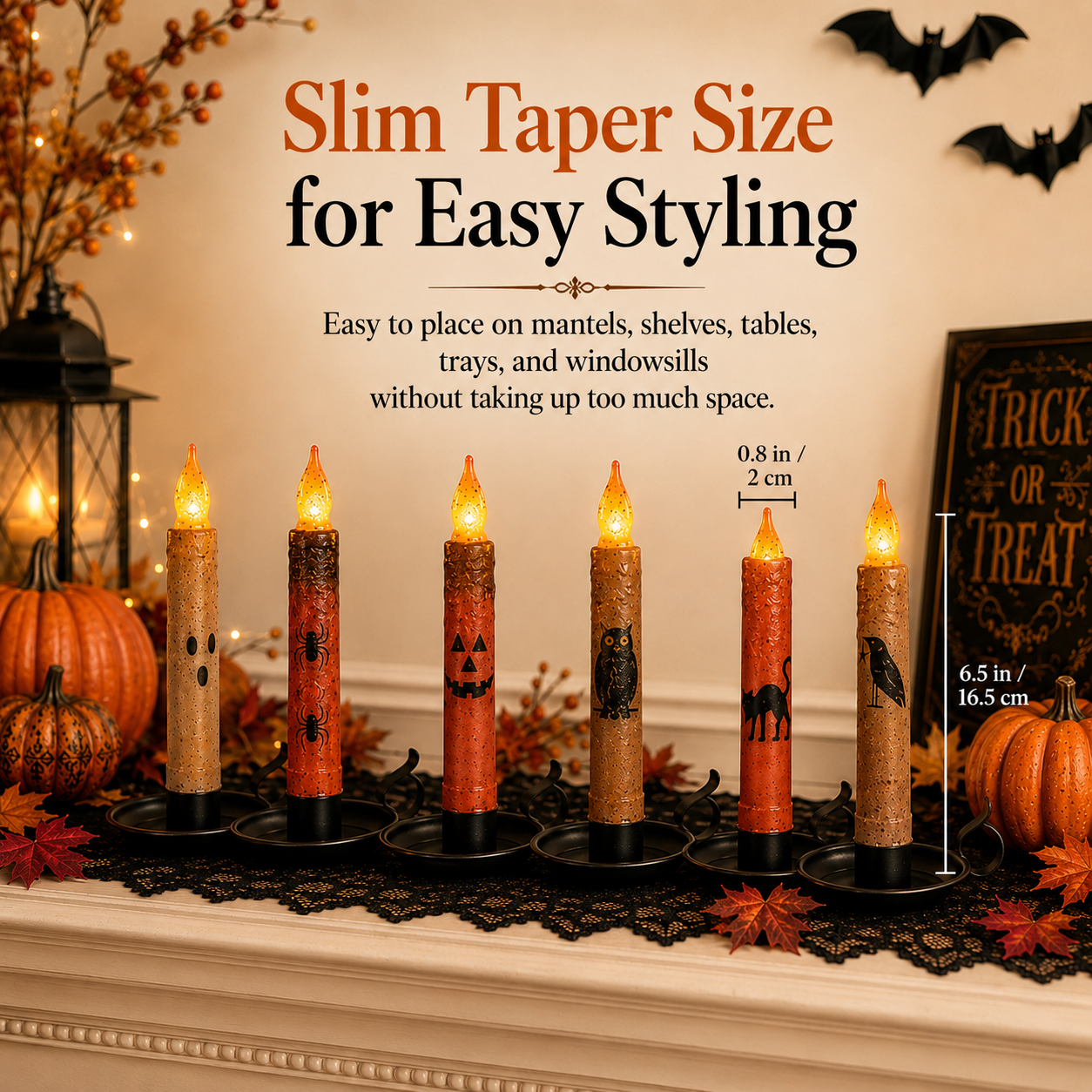 🎃💀Set de Velas Cónicas sin Llama con Control Remoto para Halloween👻🕯️
