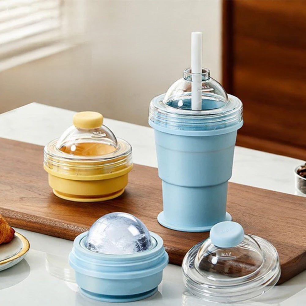 🧊 2-in-1 Collapsible Ice Maker Cup Portable Chilling Drink Cup