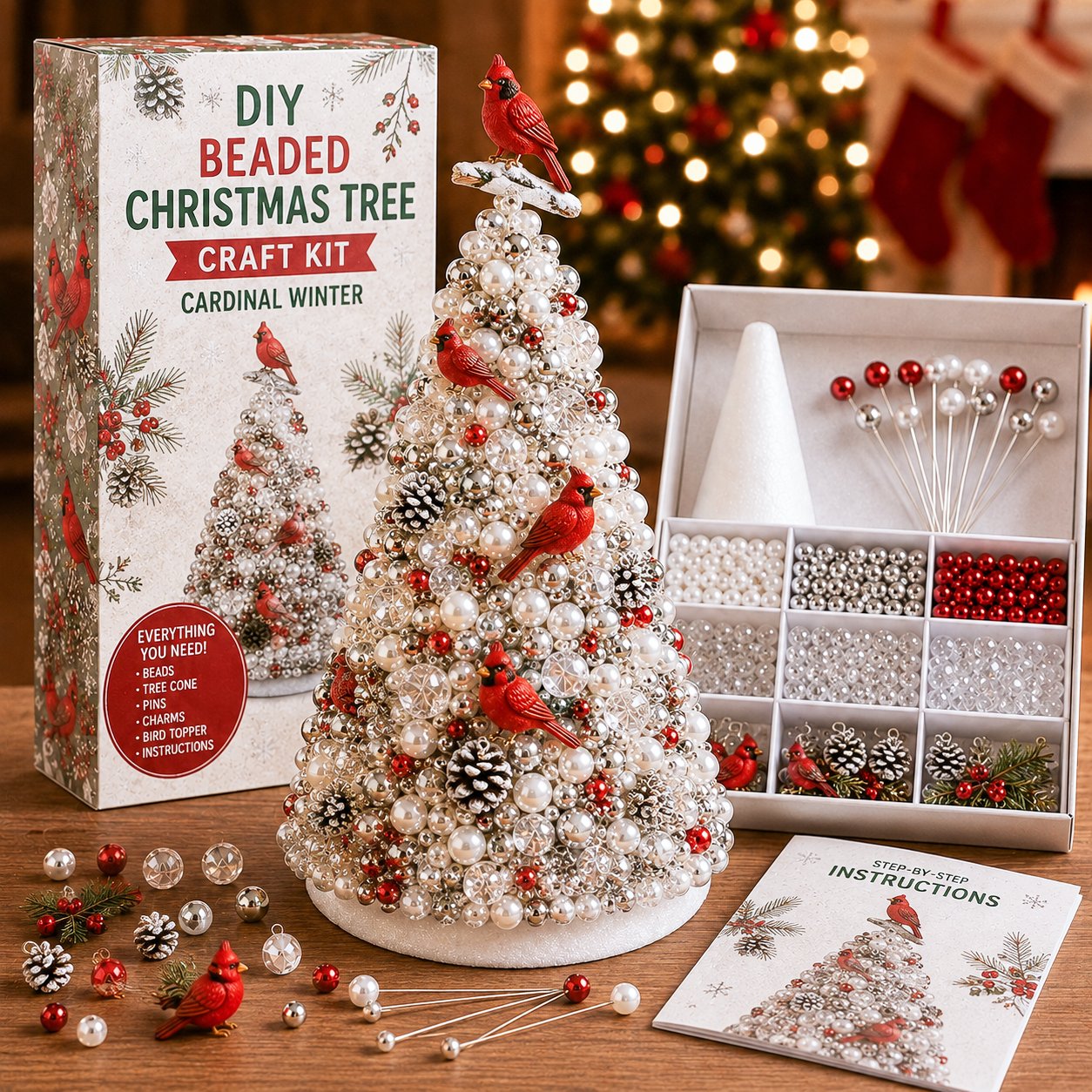 🔥 Last Day 49% OFF – 🎄 DIY Beaded Christmas Tree Craft Kit