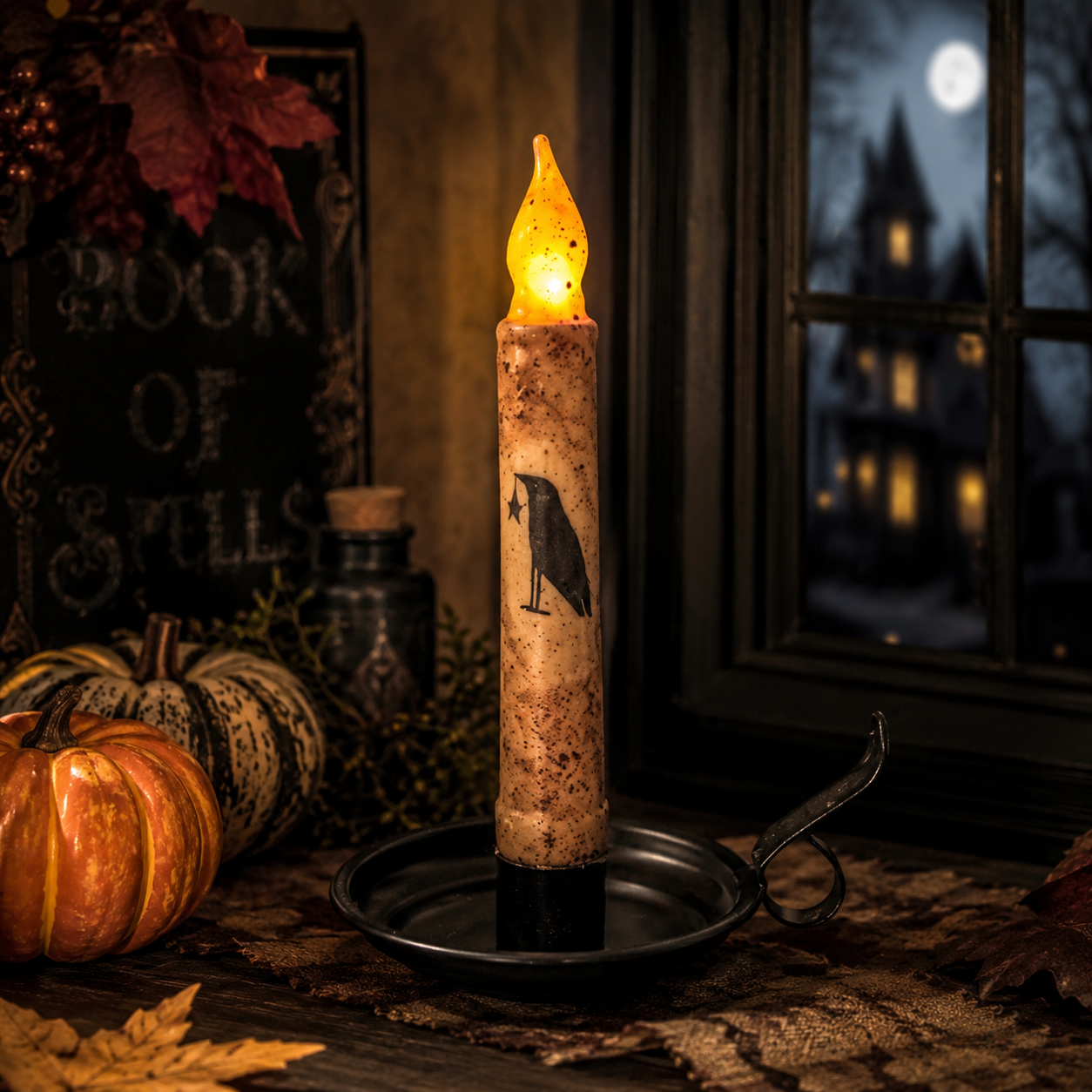 🎃💀Set de Velas Cónicas sin Llama con Control Remoto para Halloween👻🕯️