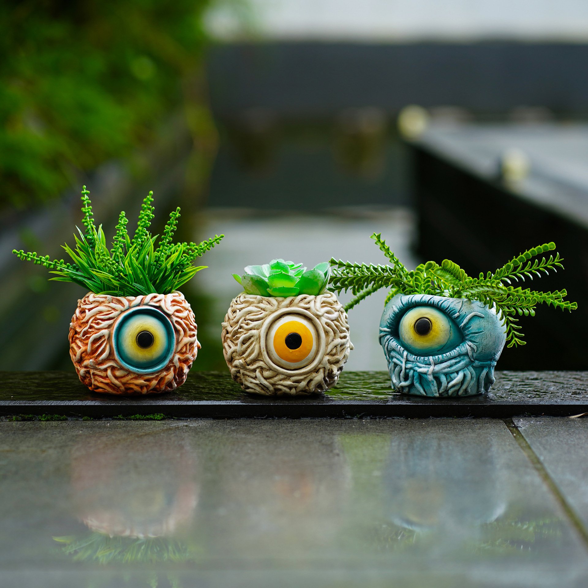 👁️ Handmade Devil's Eye Resin Planter Gothic Spooky Home Decor Pot