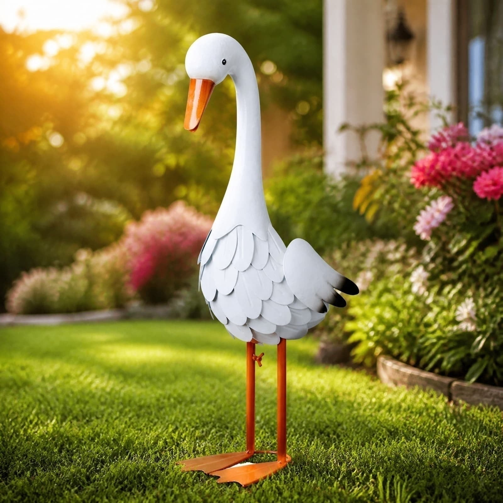 Gcvizuso 24in Large Porch Goose Statue, Goose Tall Garden Statue for Outdoor Lawn Yard Garden Front Yard Backyard Decor