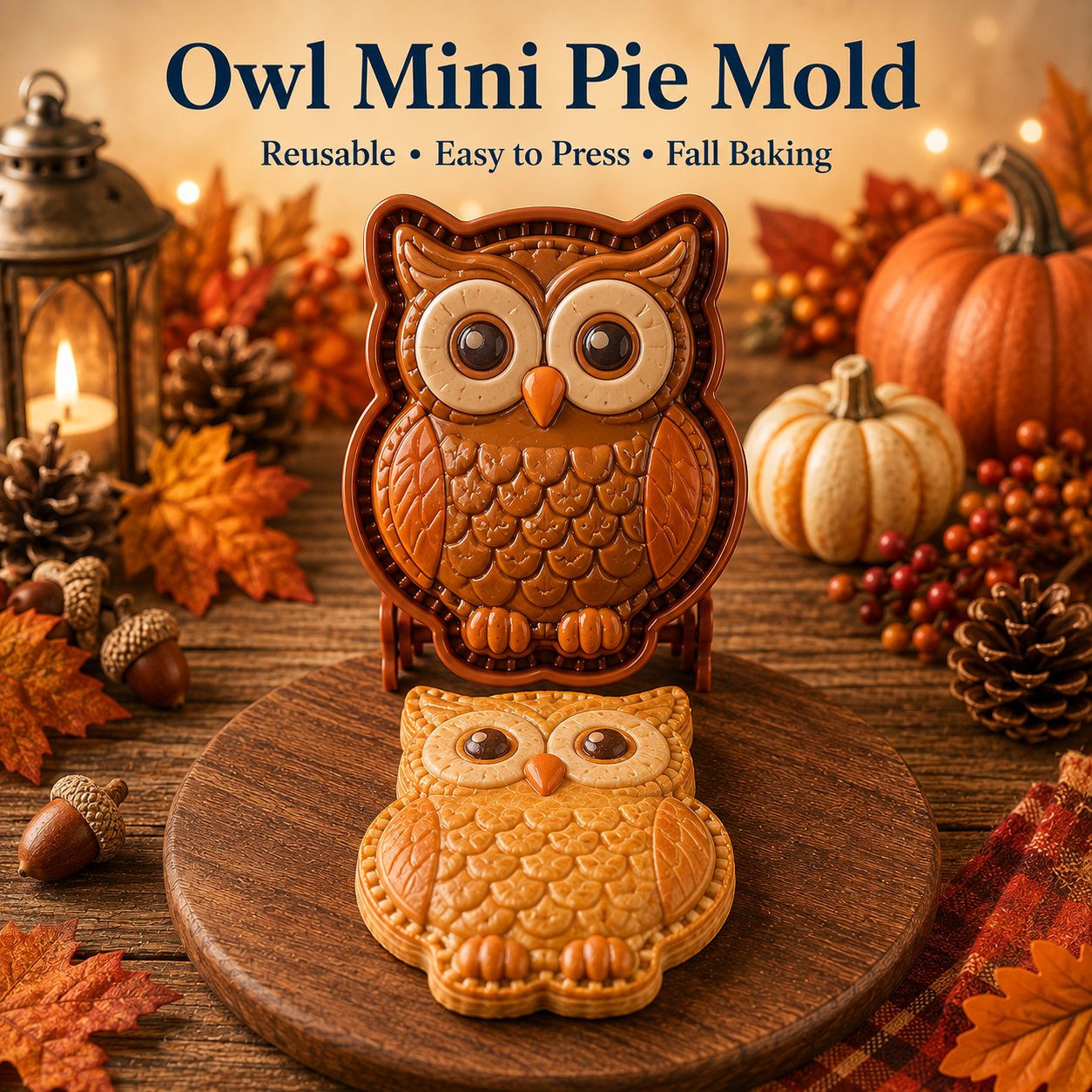 💥Buy 3 Get Free Shipping🔥 Reusable Fall Embossed Mini Pie Molds, 8 Cute Shapes Owl Fox Turkey Pumpkin🥧✨