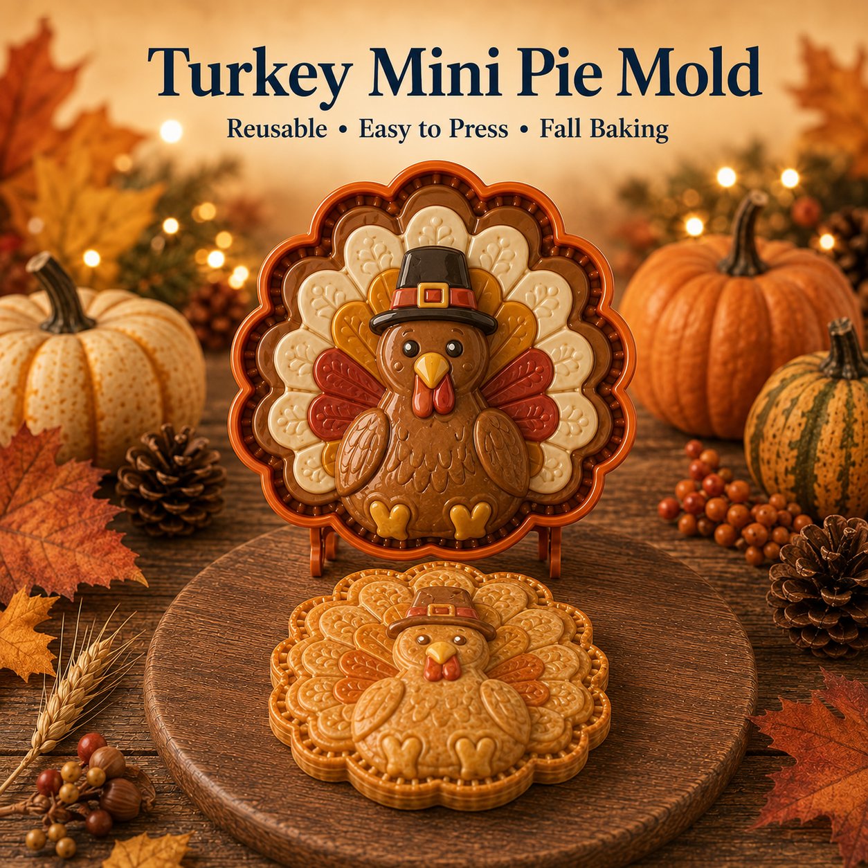 💥Buy 3 Get Free Shipping🔥 Reusable Fall Embossed Mini Pie Molds, 8 Cute Shapes Owl Fox Turkey Pumpkin🥧✨