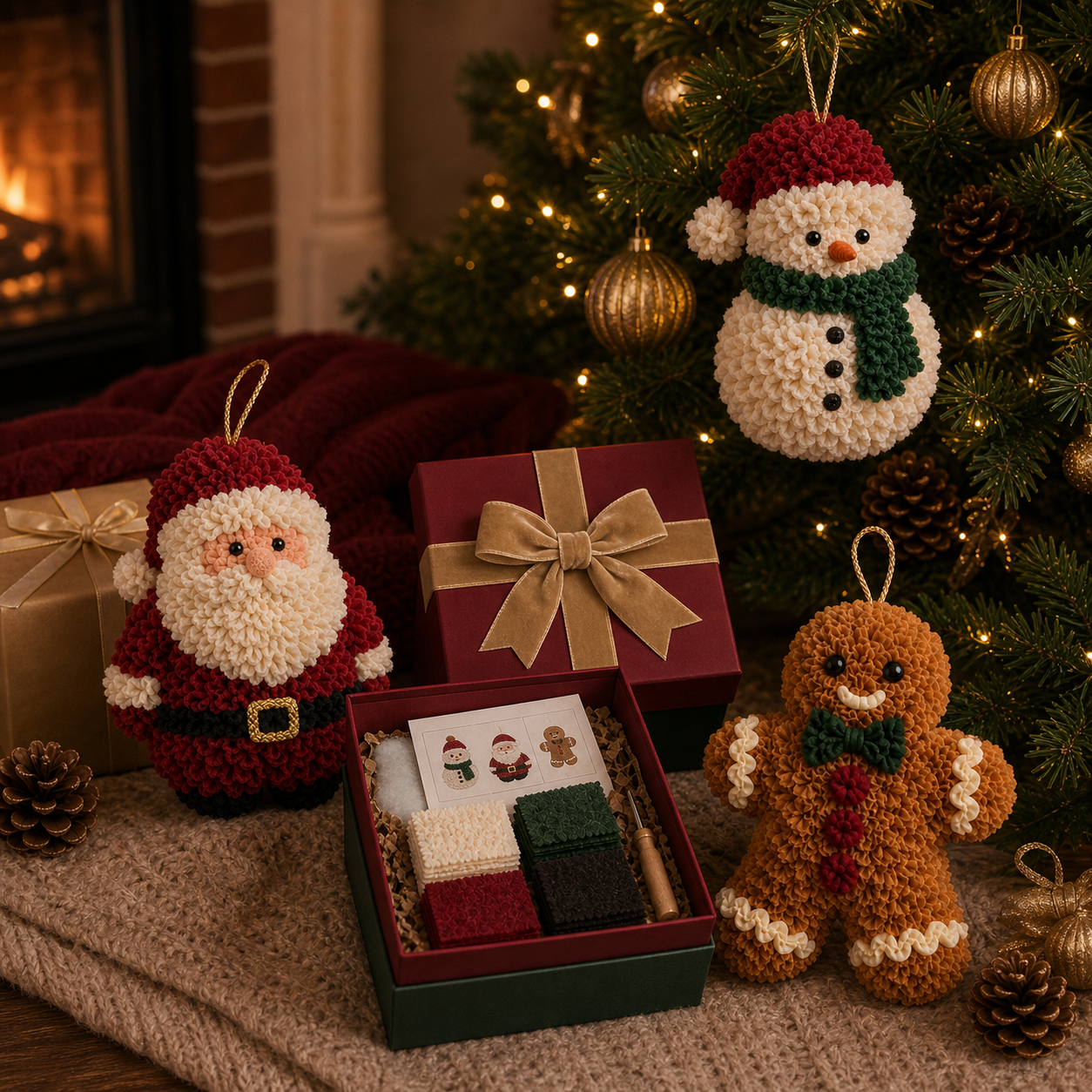 🔥49% Off Last Day - BUY 3 GET 49% Off🔥 3D Fabric Poke Christmas Ornament Kit