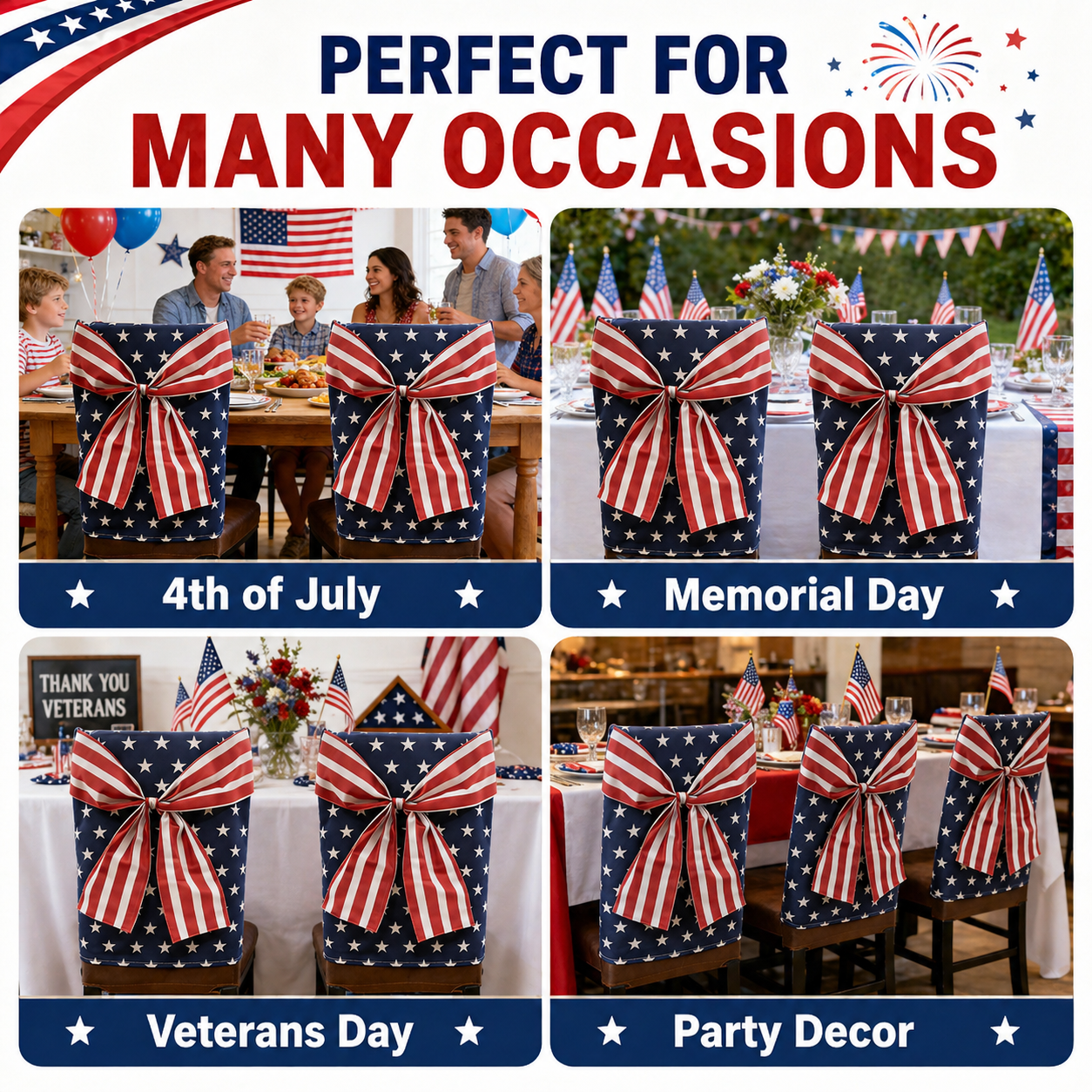 Set of 3 Independence Day Chair Covers