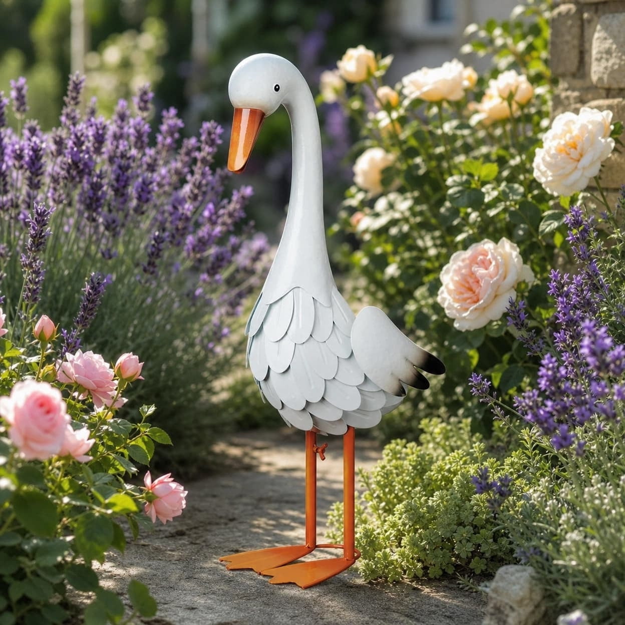 Gcvizuso 24in Large Porch Goose Statue, Goose Tall Garden Statue for Outdoor Lawn Yard Garden Front Yard Backyard Decor