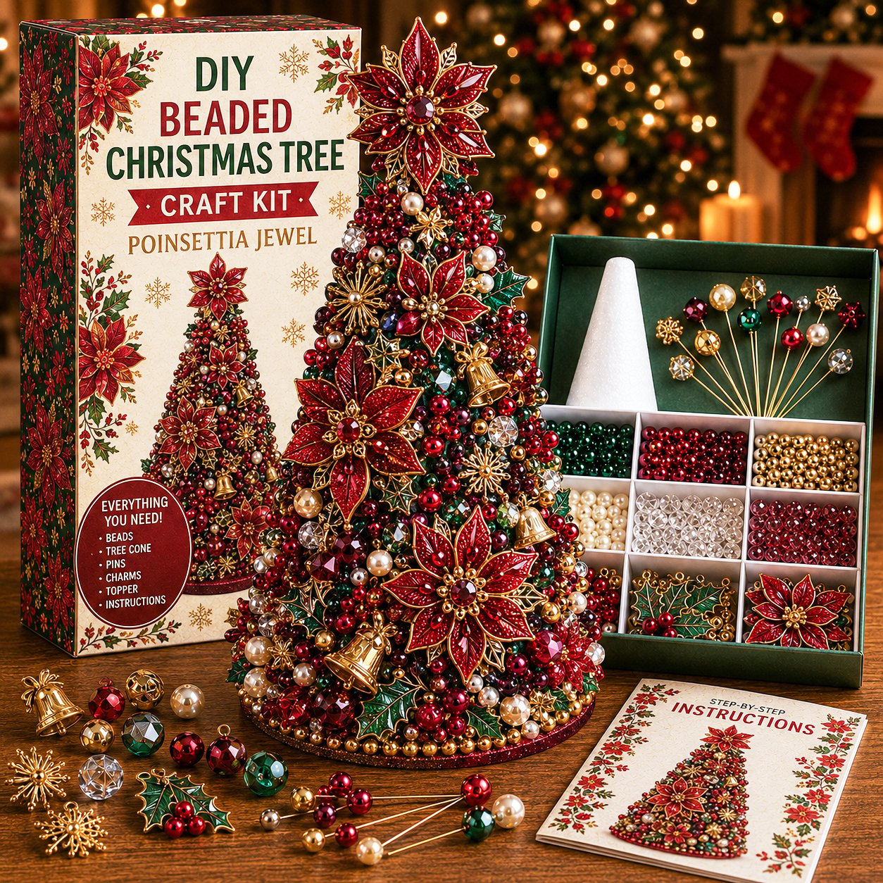 🔥 Last Day 49% OFF – 🎄 DIY Beaded Christmas Tree Craft Kit