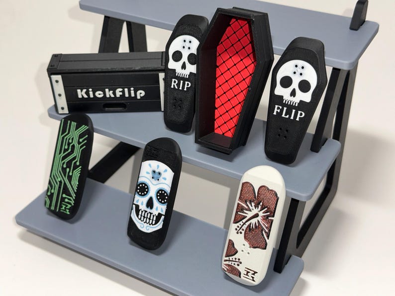 Kickflip Magnetic Skateboard Fidget Toy with Sliding Case Option  | Glow in the Dark, Various Colours