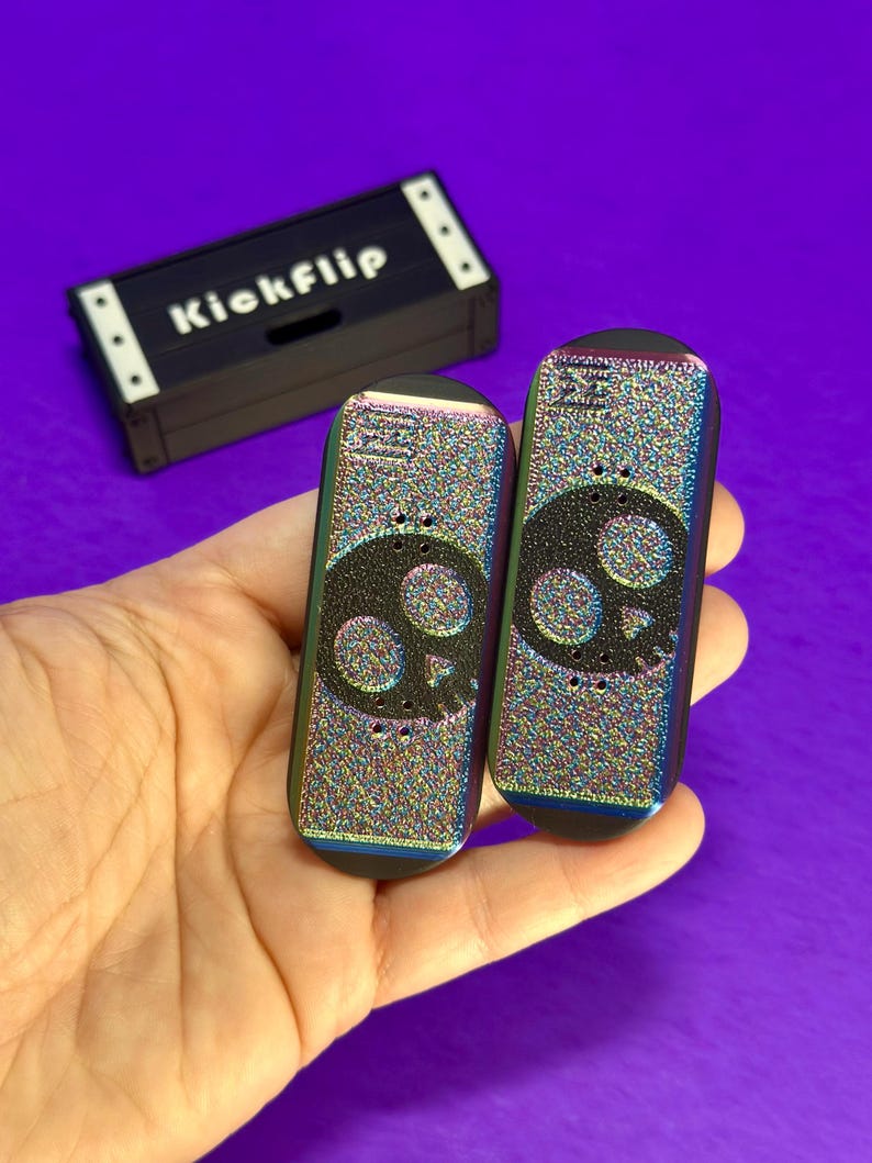 Kickflip Magnetic Skateboard Fidget Toy with Sliding Case Option  | Glow in the Dark, Various Colours