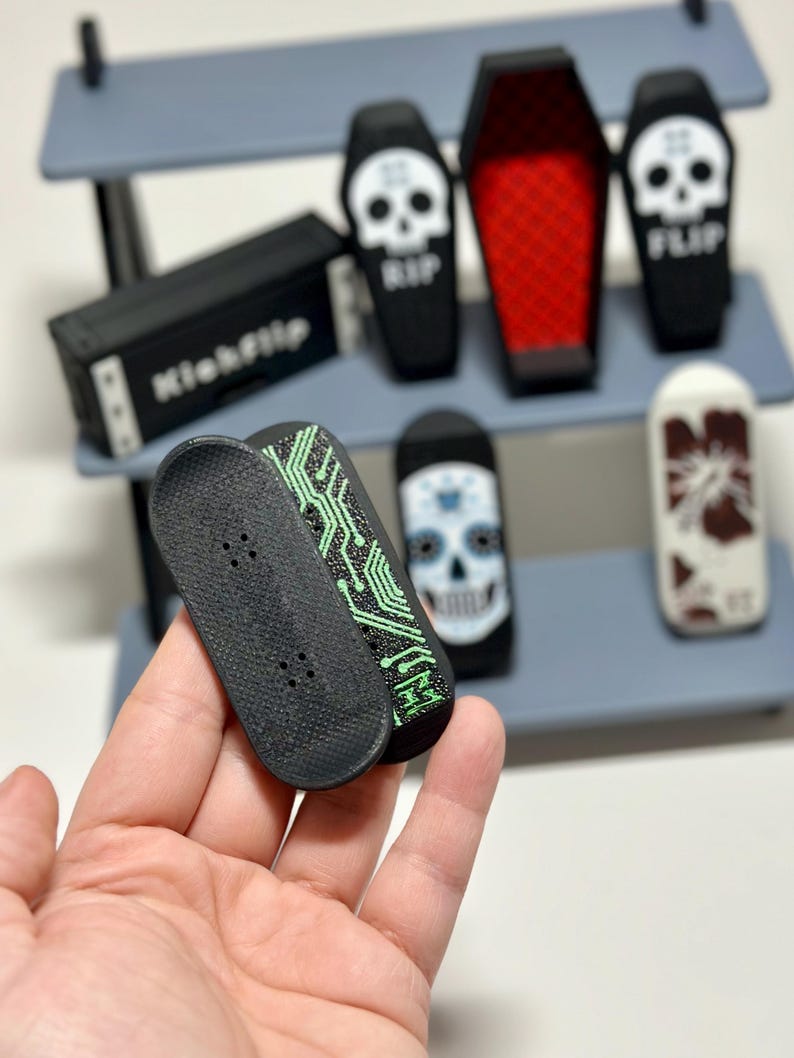 Kickflip Magnetic Skateboard Fidget Toy with Sliding Case Option  | Glow in the Dark, Various Colours