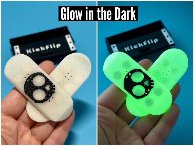 Kickflip Magnetic Skateboard Fidget Toy with Sliding Case Option  | Glow in the Dark, Various Colours