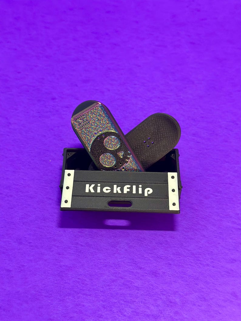 Kickflip Magnetic Skateboard Fidget Toy with Sliding Case Option  | Glow in the Dark, Various Colours