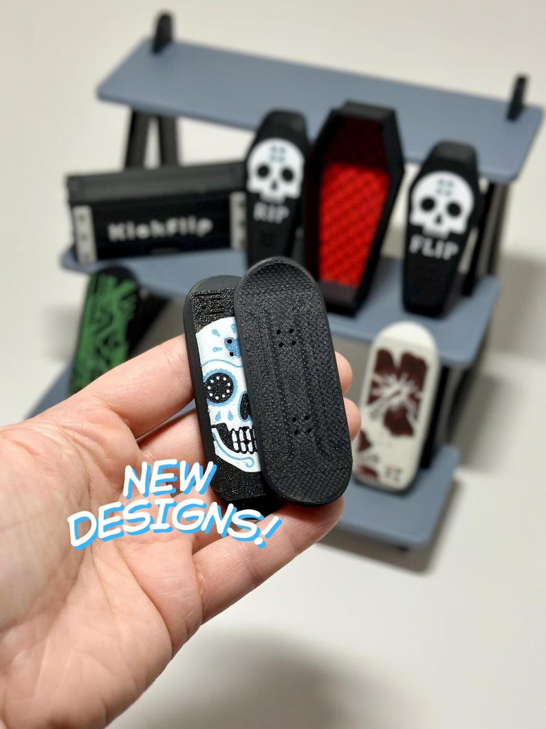 Kickflip Magnetic Skateboard Fidget Toy with Sliding Case Option  | Glow in the Dark, Various Colours