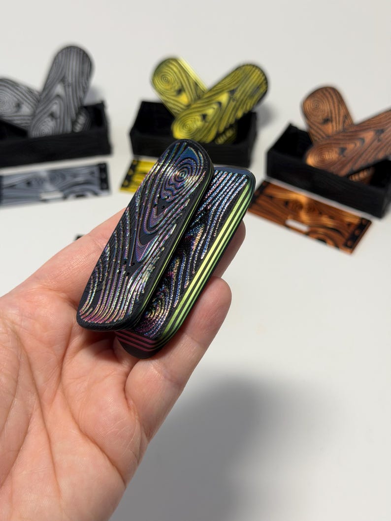 Kickflip Magnetic Skateboard Fidget Toy with Sliding Case Option  | Glow in the Dark, Various Colours