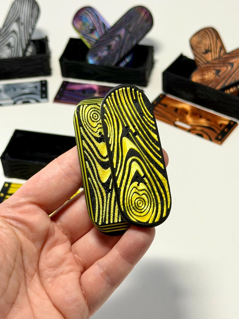 Kickflip Magnetic Skateboard Fidget Toy with Sliding Case Option  | Glow in the Dark, Various Colours