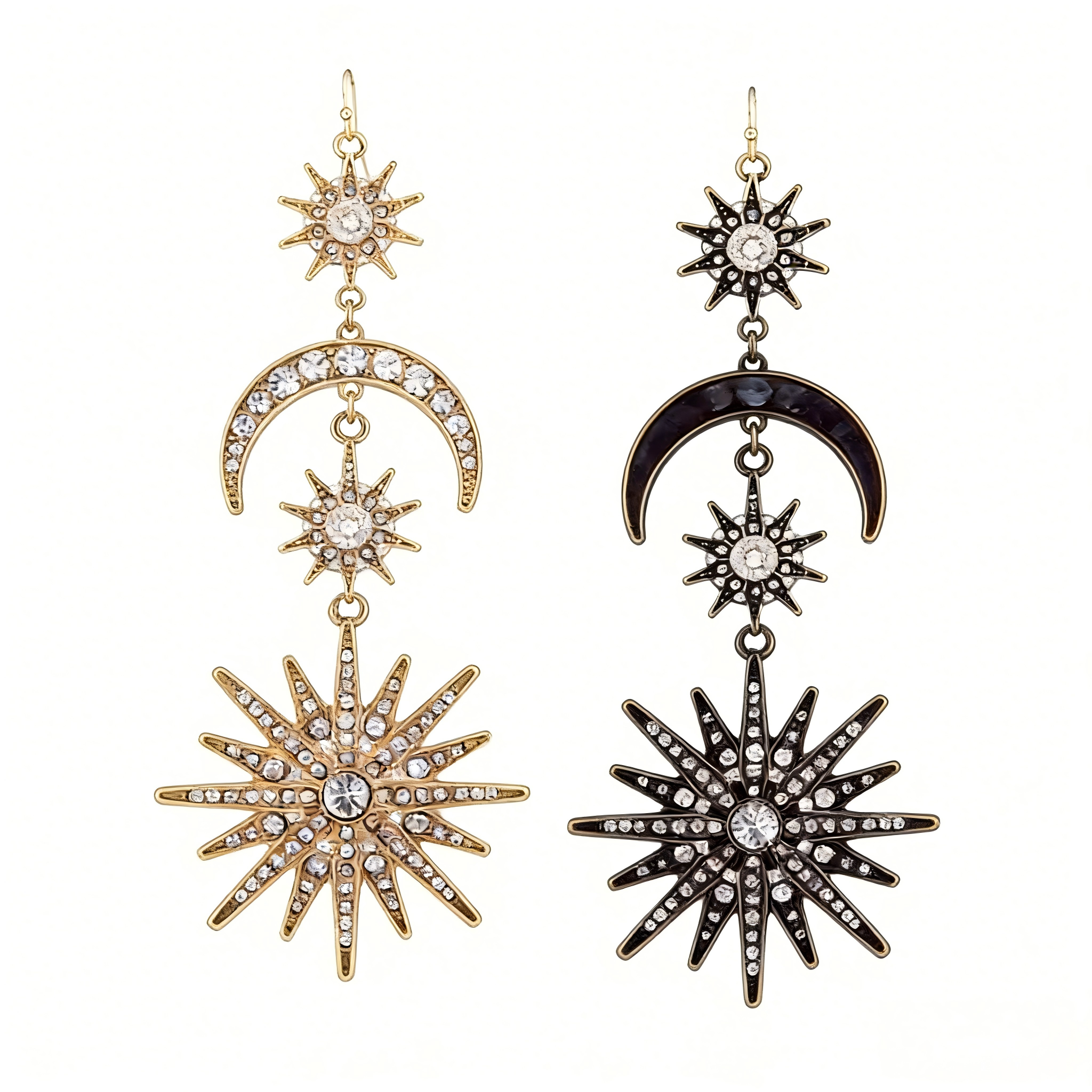 Radiant Sun Moon Earrings