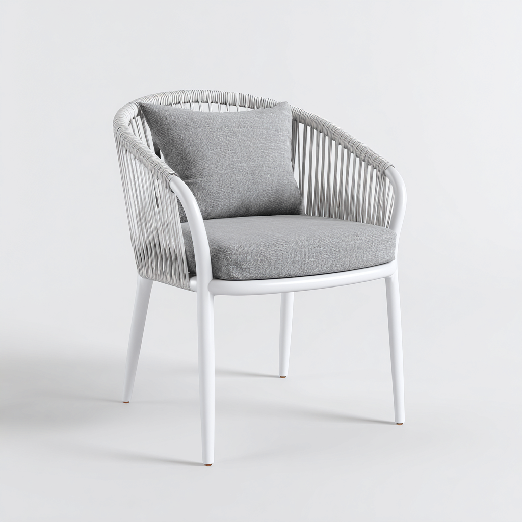 Chaise de jardin corde tressée 60x58x82 cm - gris - style moderne - adaptée aux espaces extérieurs-Pinegohut