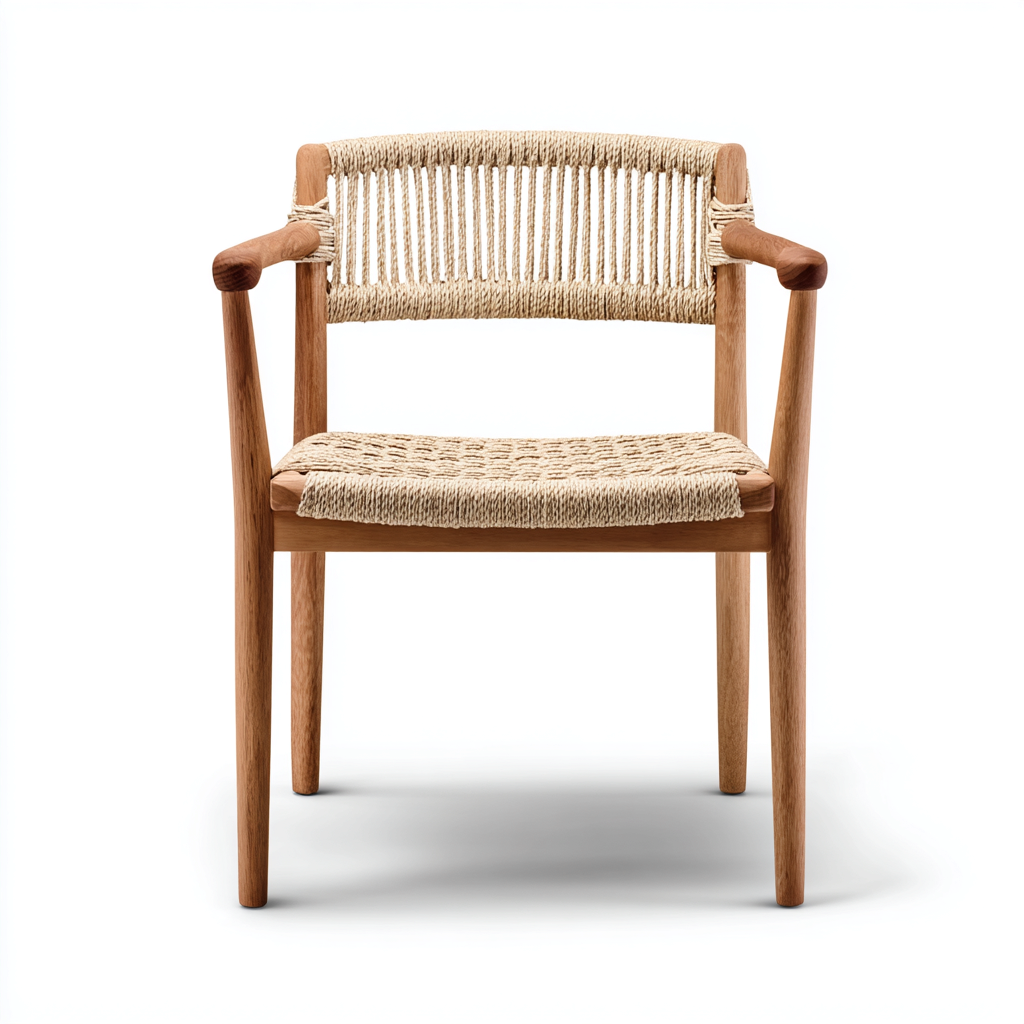 Chaise de jardin bois et corde tressée 52x56x78 cm - bois naturel - design contemporain - adaptée aux espaces extérieurs-Pinegohut