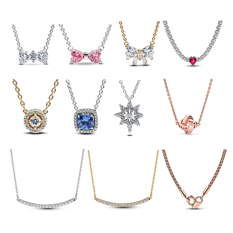 2024New Copper Alloy Silver Plated Jewelry Butterfly Pendant Geometric Blue Gemstone Zircon Necklace Love Ruby Women's Necklace Valentine's Day Gift Free Shipping