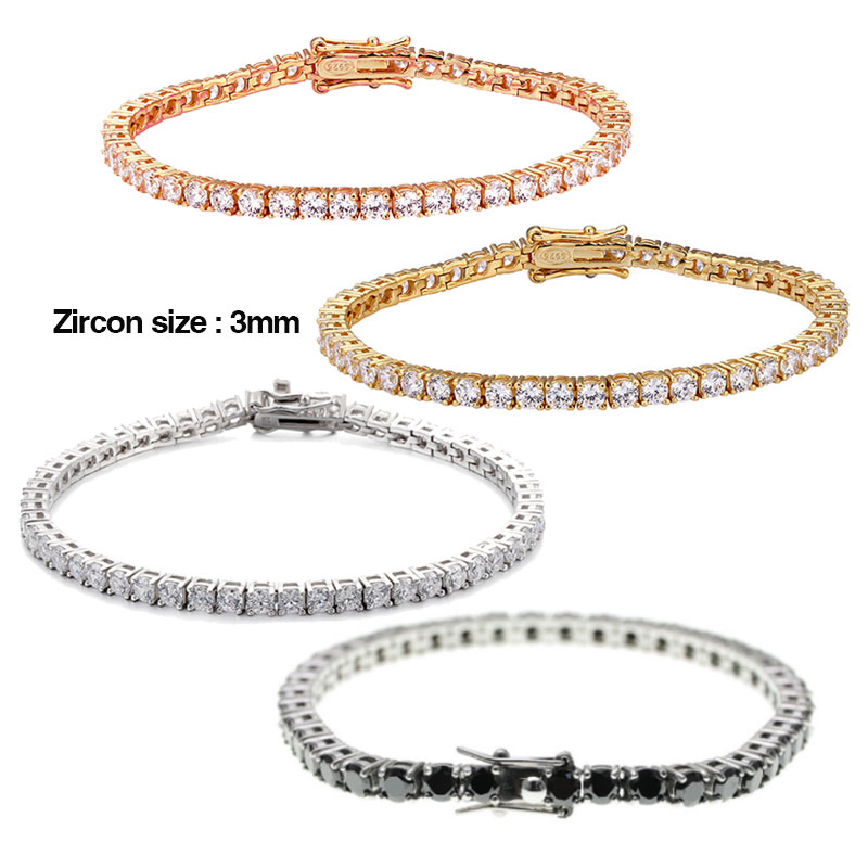 S925 Silver 3mm Tennis Bracelet Full Diamond Zircon Women's High Carbon Diamond Supports Customized Size Zircon Color