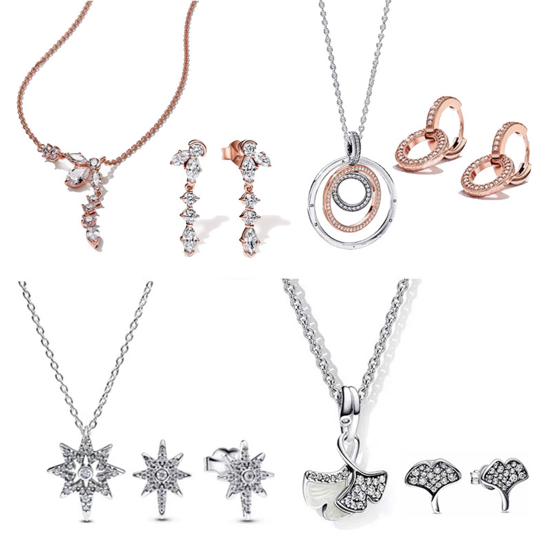 Copper Alloy Silver Plated earring necklace set fashionable and exaggerated charming women's jewelry Valentine's Day Gift Engagement Friend Gift