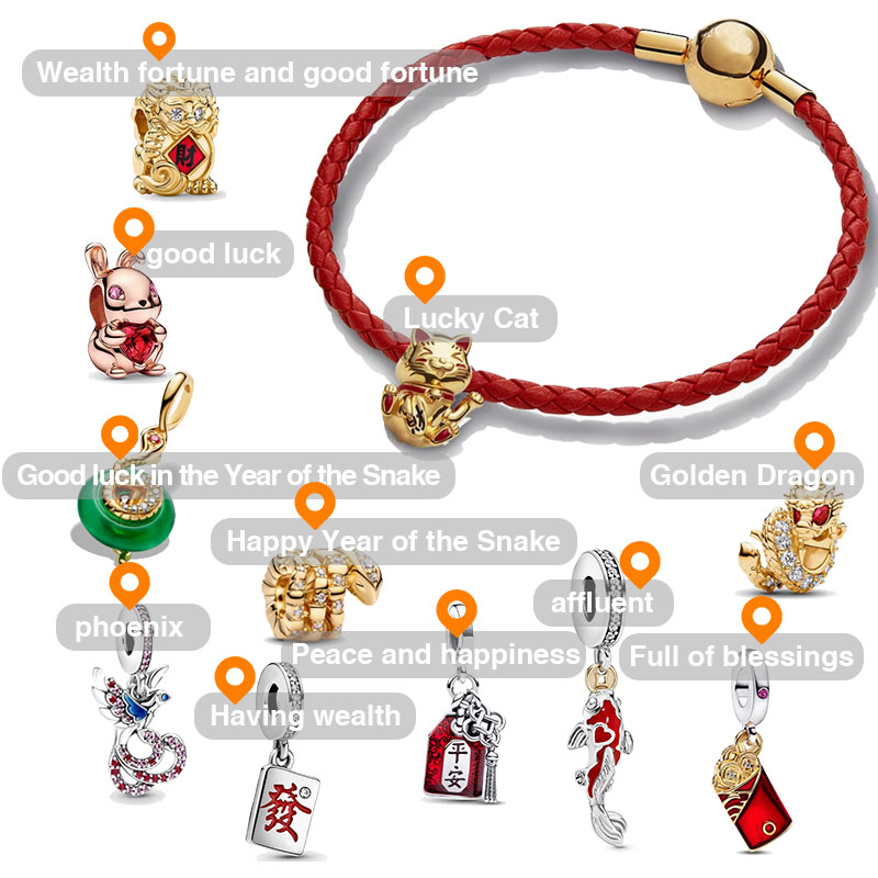 New Golden Hand Rope Chain for the Year of the Snake Women Charms Beads  Jewelry Making Dragon Phoenix cat