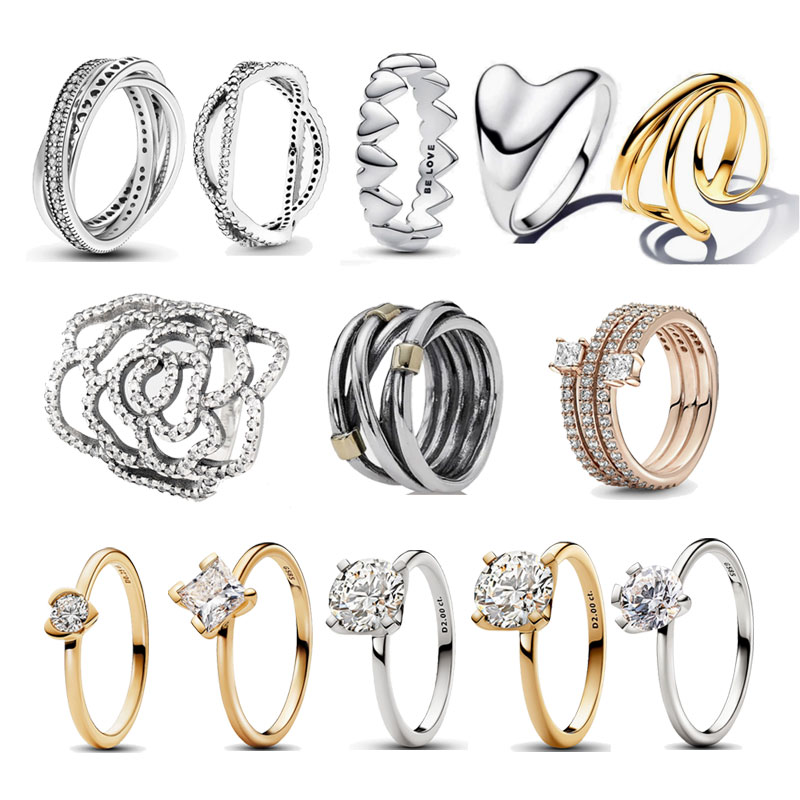 High-Quality Copper Alloy Stering Silver Plated New Ring For Women Retro vogue Charm Jewelry love Gift Party Banquet