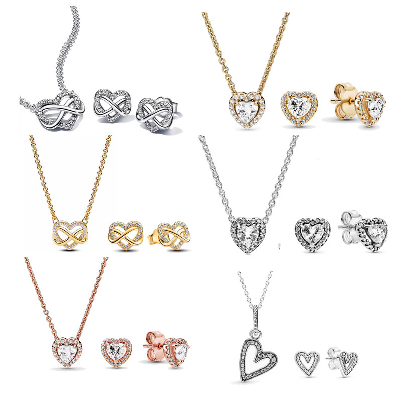 High Quality 925 Silver Red Heart-Shaped Zircon Women's Necklace Set Valentine's Day Gift Engagement Friend Gift Party Banquet Support Customization