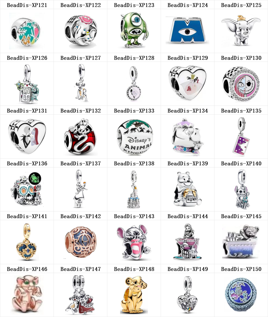 DS Dis121-150 DIS Series Copper Alloy Silver Plated Charms Beads For Making Jewelry Fit Valentine's Day Gifts Charms Penden