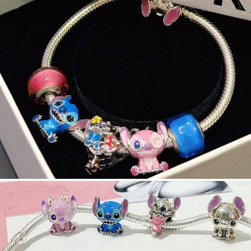 high-quality Copper Alloy Silver Plated bead bracelet Bangle Charm DIY personalized charm jewelry set Donut ice cream personality