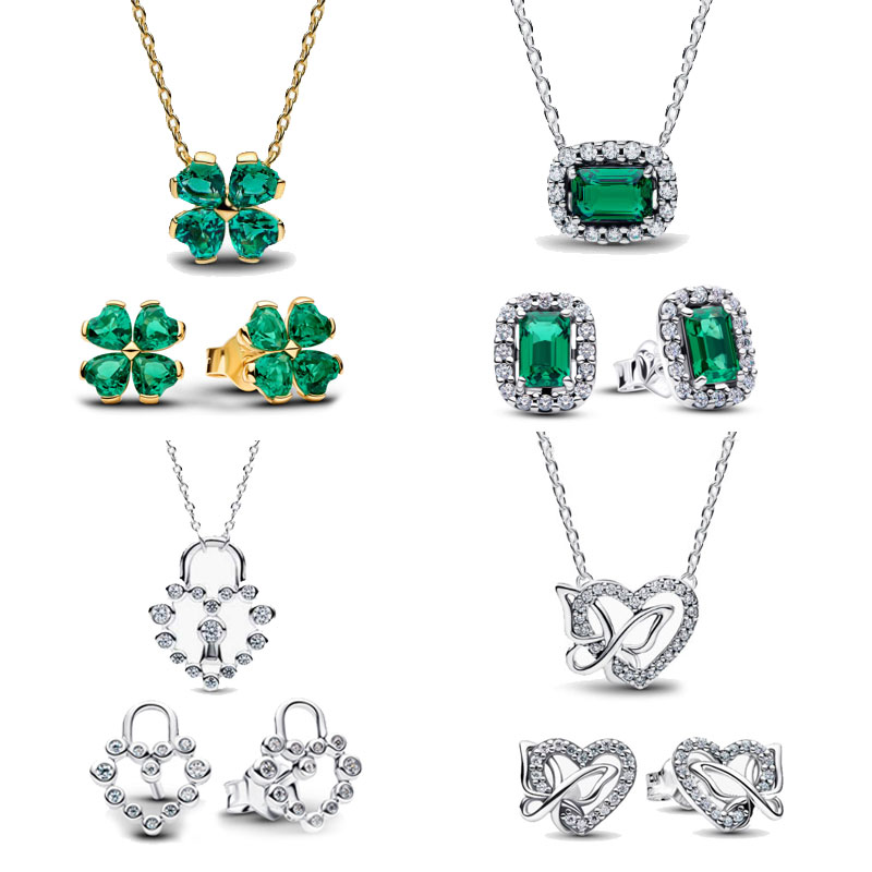 Copper Alloy Silver Plated earring necklace set Charm women's jewelry Valentine's Day Gift Engagement Friend Gift